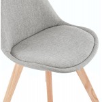 Chaise design en tissu pieds bois finition naturelle NAYA (gris)