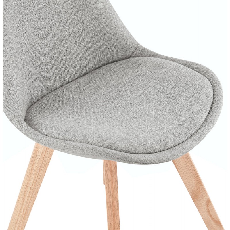 Chaise design en tissu pieds bois finition naturelle NAYA (gris) - image 47549
