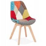 MariKA natural-finished bohemian patchwork fabric chair (multi-coloured)