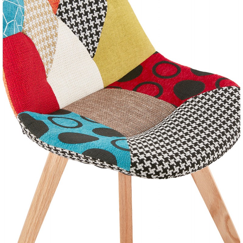 MariKA natural-finished bohemian patchwork fabric chair (multi-coloured) - image 47555
