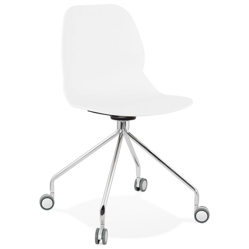 MarianA chrome metal foot desk chair (white) - image 47557