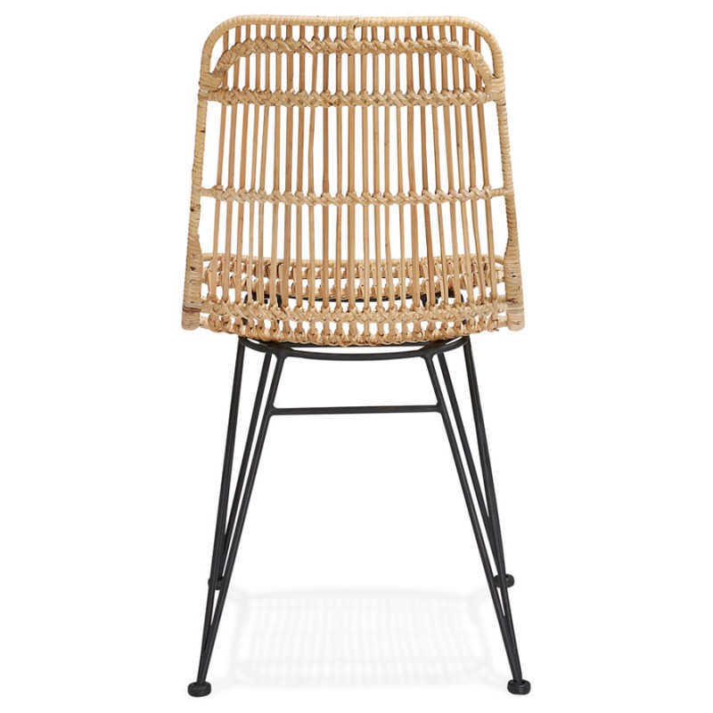 Design Stuhl und Vintage Rattan Füße schwarz Metall BERENICE (natürlich) - image 47607