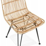 Design chair and vintage rattan feet black metal BERENICE (natural)