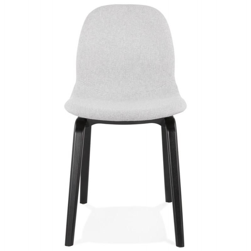 Design und zeitgenössischer Stuhl aus Stofffüßen schwarz Holzfüße MARTINA (hellgrau) - image 47614