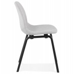 Design e sedia contemporanea in tessuto piedi piedi in legno nero piedi MARTINA (grigio chiaro)