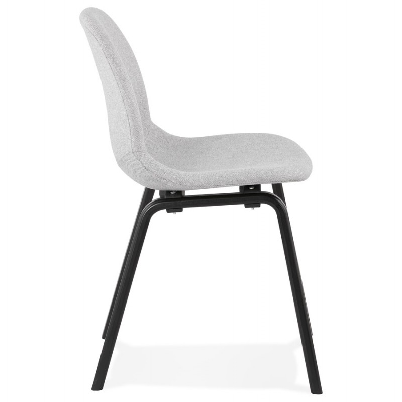 Design e sedia contemporanea in tessuto piedi piedi in legno nero piedi MARTINA (grigio chiaro) - image 47615
