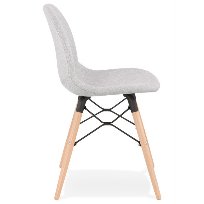 Chaise design et scandinave en tissu pieds bois finition naturelle et noir MASHA (gris clair) - image 47645