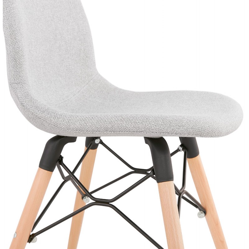 Chaise design et scandinave en tissu pieds bois finition naturelle et noir MASHA (gris clair) - image 47651