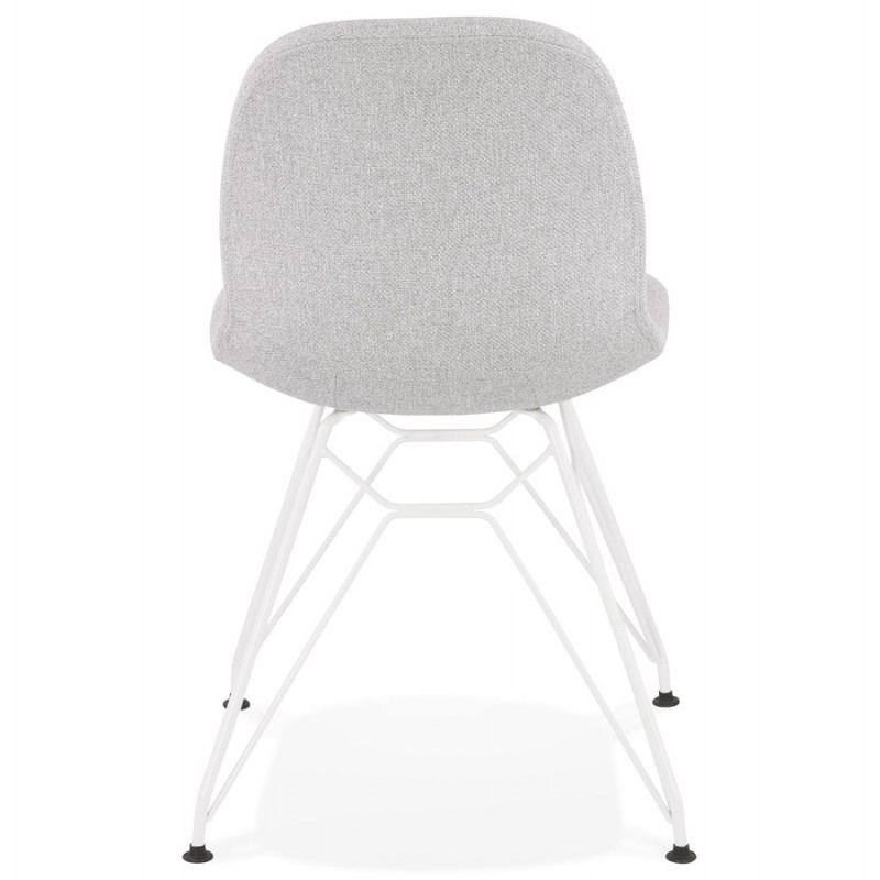Industrial design chair in MOUNA white metal foot fabric (light grey) - image 47660