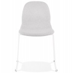 Sedia design impilabile in tessuto gambe in metallo bianco MANOU (grigio chiaro)
