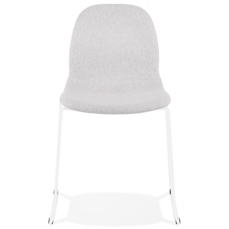 Design chair stackable in fabric metal legs white MANOU (light gray) - image 47695
