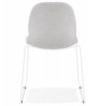 Sedia design impilabile in tessuto gambe in metallo bianco MANOU (grigio chiaro)