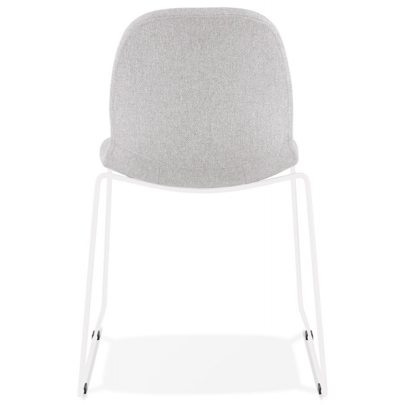 Sedia design impilabile in tessuto gambe in metallo bianco MANOU (grigio chiaro) - image 47698