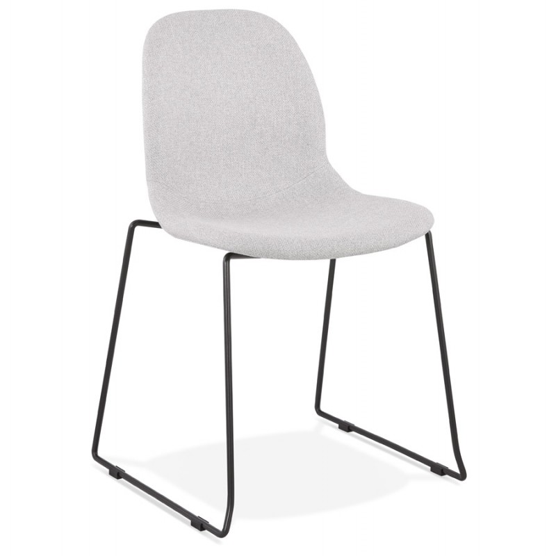Sedia design impilabile in tessuto gambe in metallo nero MANOU (grigio chiaro) - image 47703