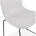 Design Stuhl stapelbar in Stoff schwarz Metallbeinen MANOU (hellgrau)
