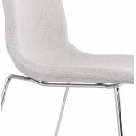 Chaise design empilable en tissu pieds métal chromé MANOU (gris clair)