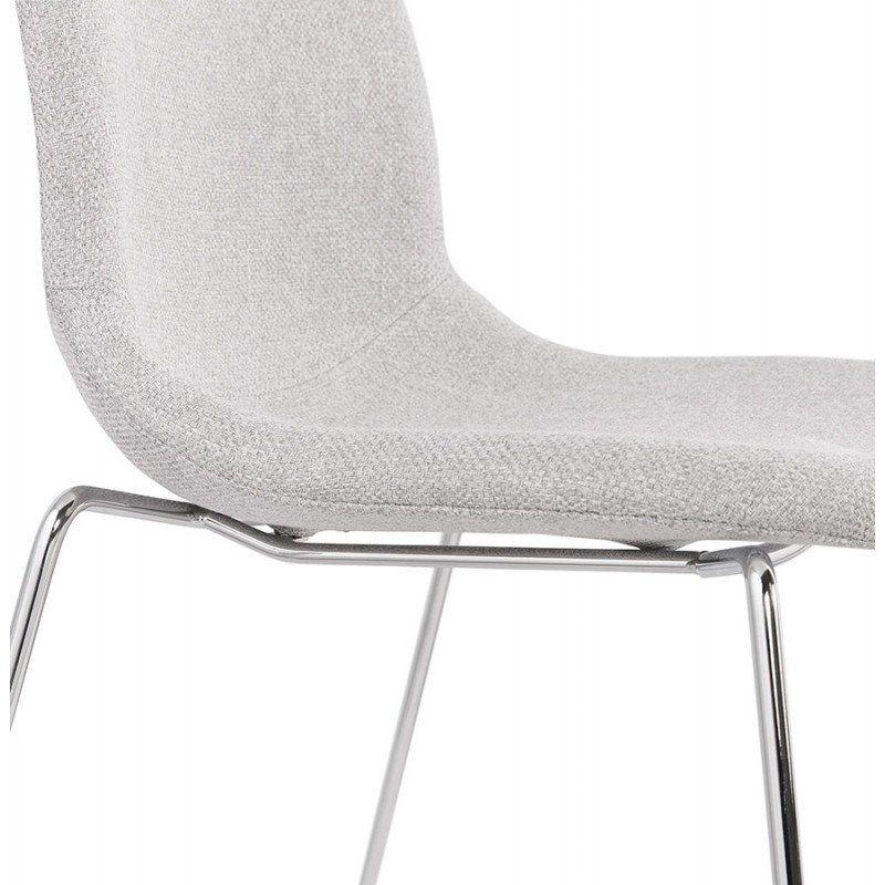 Design stackable chair in fabric with chromed metal legs MANOU (light gray) - image 47722