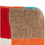 Chaise bohème patchwork en tissu pieds bois finition naturelle MANAO (multicolore)