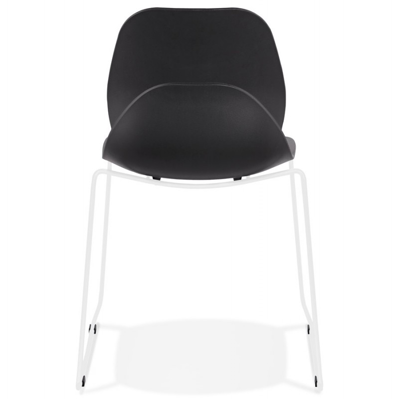 MALAURY weiß Metall Fuß stapelbar Design Stuhl (schwarz) - image 47777