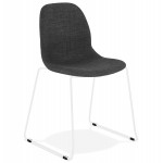 Design Stuhl stapelbar in Stoff mit weißen Metallbeinen MANOU (dunkelgrau)