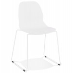 MALAURY white metal foot stackable design chair (white)