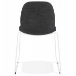 Sedia design impilabile in tessuto con gambe in metallo bianco MANOU (grigio scuro)