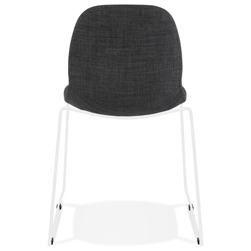 Sedia design impilabile in tessuto con gambe in metallo bianco MANOU (grigio scuro) - image 47795