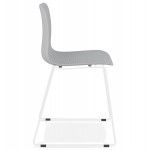 Chaise moderne empilable pieds métal blanc ALIX (gris clair)