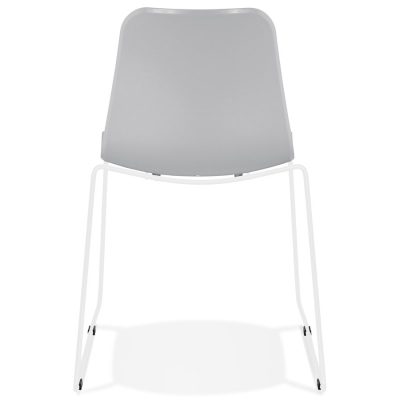 Modern chair stackable feet white metal ALIX (light grey) - image 47828
