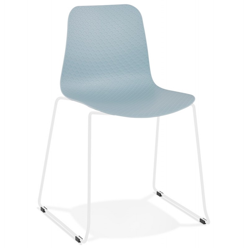 Moderne Stuhl stapelbare weiße Metallfüße ALIX (himmelblau) - image 47833