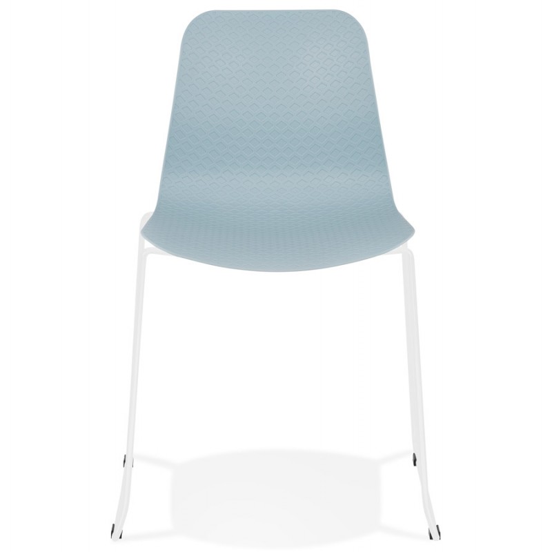 Sedia moderna impilabile piedi bianchi in metallo ALIX (azzurro cielo) - image 47834