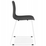 Chaise moderne empilable pieds métal blanc ALIX (noir)