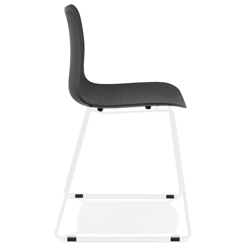 Sedia moderna impilabile piedi bianco metallo ALIX (nero) - image 47844