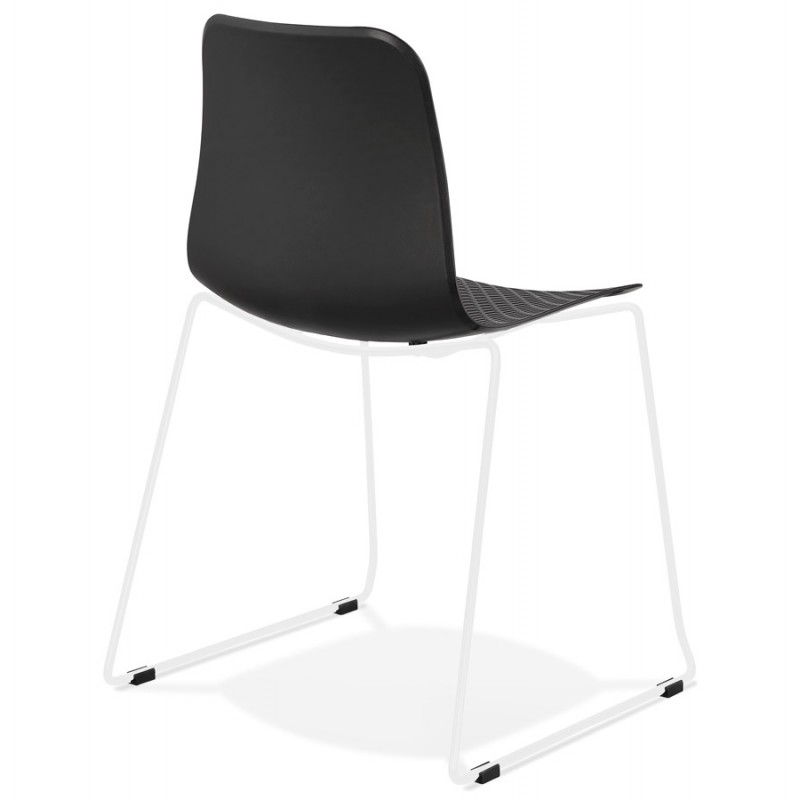 Sedia moderna impilabile piedi bianco metallo ALIX (nero) - image 47845