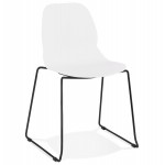 MALAURY schwarzer Metallfuß Design Stuhl (weiß)