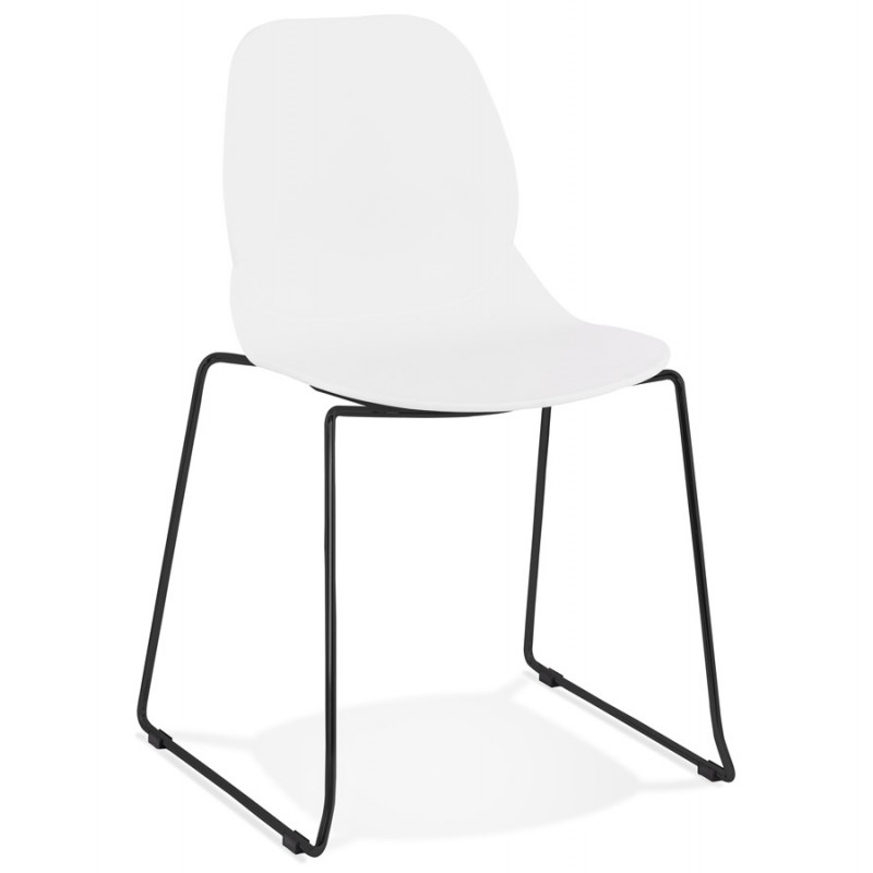 MALAURY schwarzer Metallfuß Design Stuhl (weiß) - image 47851
