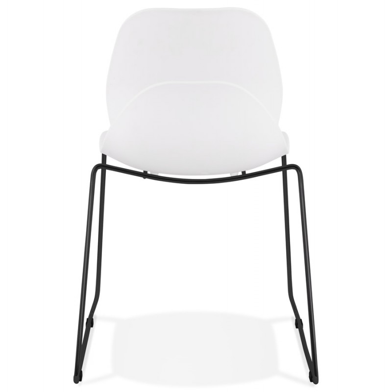 MALAURY schwarzer Metallfuß Design Stuhl (weiß) - image 47855