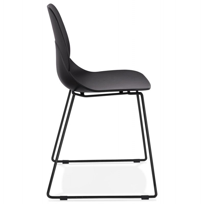MALAURY black metal foot stackable design chair (black) - image 47862