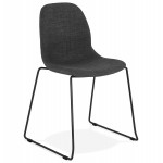 Design stackable chair in black metal legs fabric MANOU (dark gray)