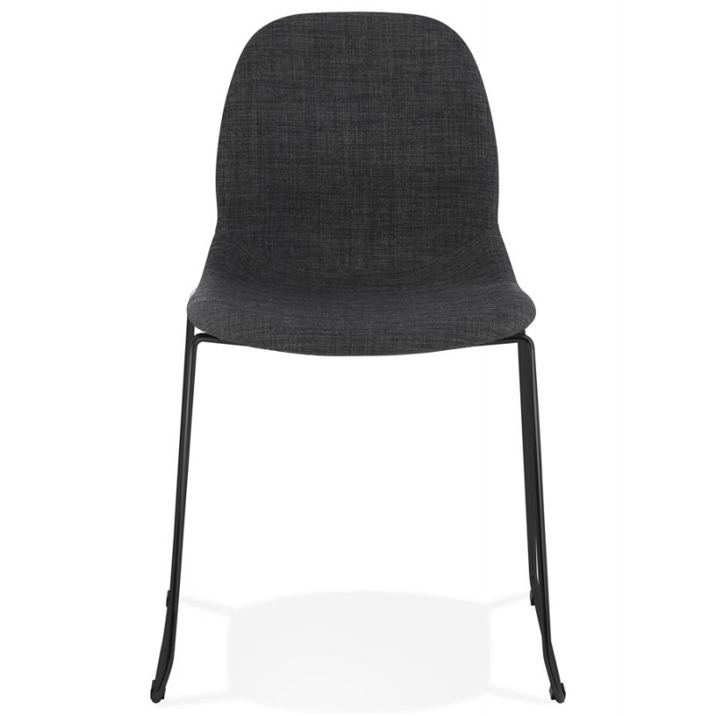 Design stackable chair in black metal legs fabric MANOU (dark gray) - image 47870
