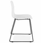 Modern chair stackable black metal feet ALIX (white)