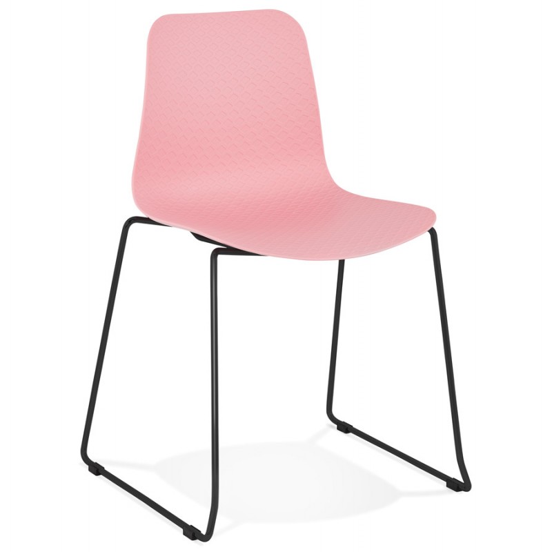 Sedia moderna impilabile piedi neri metallici ALIX (rosa) - image 47887