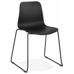 Chaise moderne empilable pieds métal noir ALIX (noir)