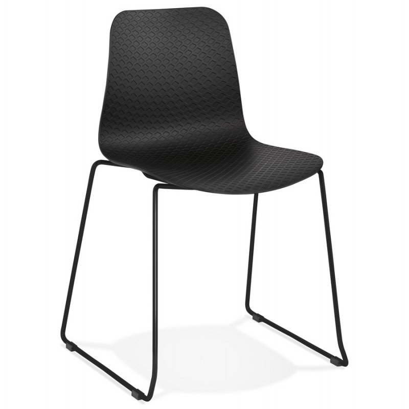 Modern chair stackable black metal feet ALIX (black) - image 47914