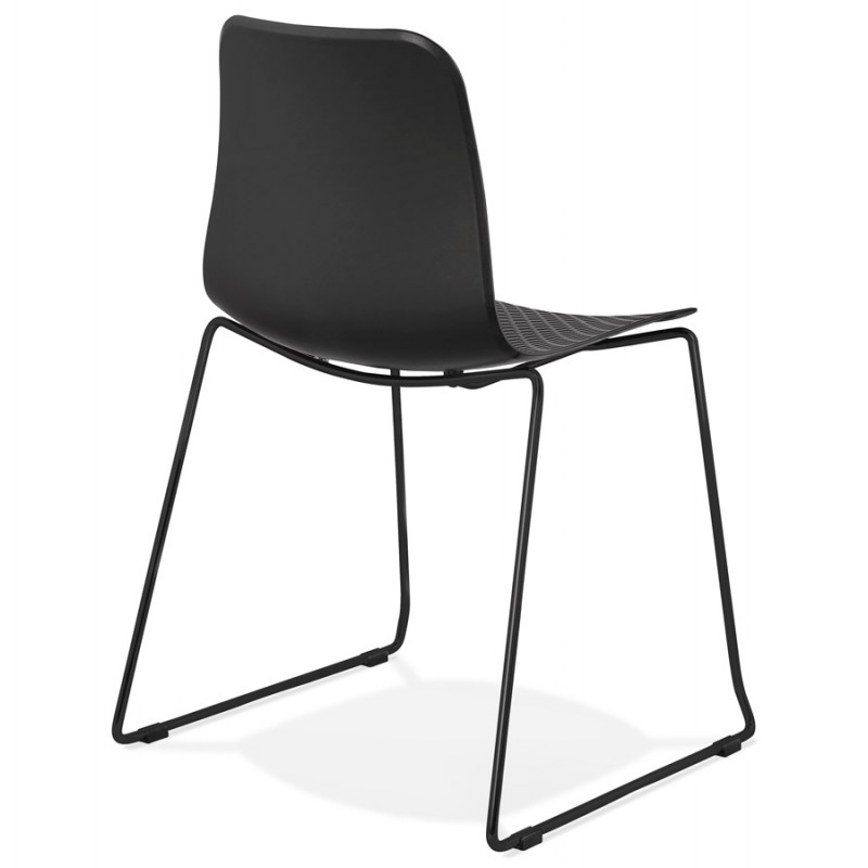 Modern chair stackable black metal feet ALIX (black) - image 47917
