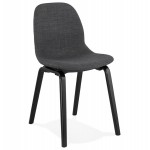Design e sedia contemporanea in tessuto piede in legno nero MARTINA (grigio antracite)
