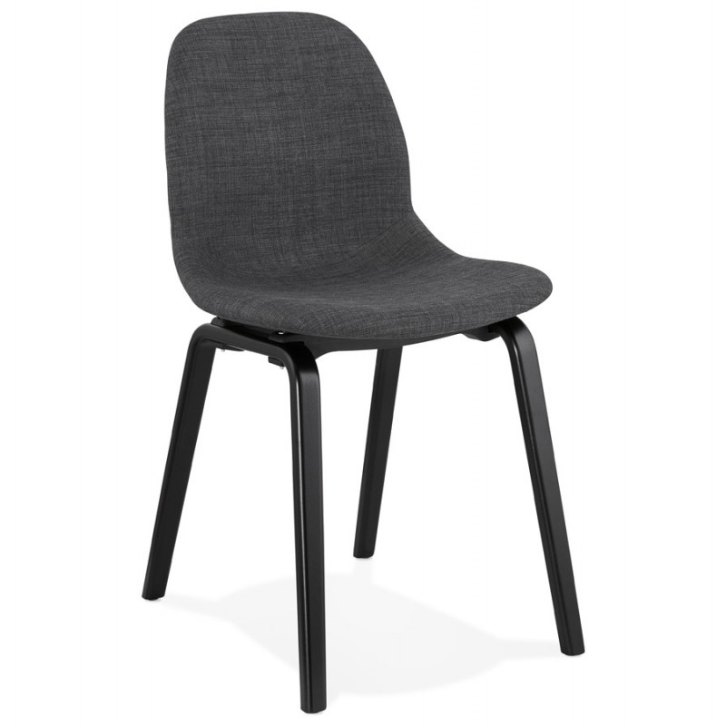 Design and contemporary chair in black wooden foot fabric MARTINA (anthracite grey) - image 47936