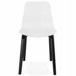 Chaise design pieds bois noir SANDY (blanc)
