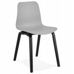 Chaise design pieds bois noir SANDY (gris clair)