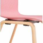 Chaise design scandinave pied bois finition naturelle SANDY (rose)